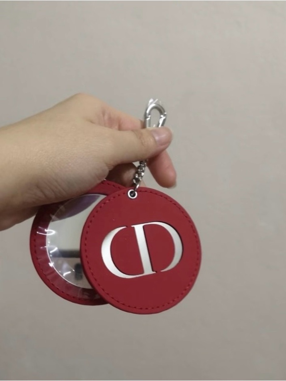 Dior Beauty RedCD Logo Keychain with Mirror